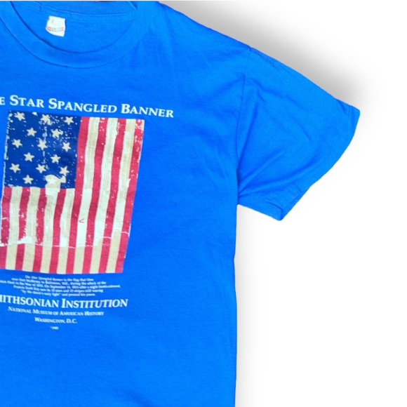Vintage 1985 Screen Stars “Star Spangled Banner” Blue Single Stitch T-Shirt sz L - Picture 4 of 8